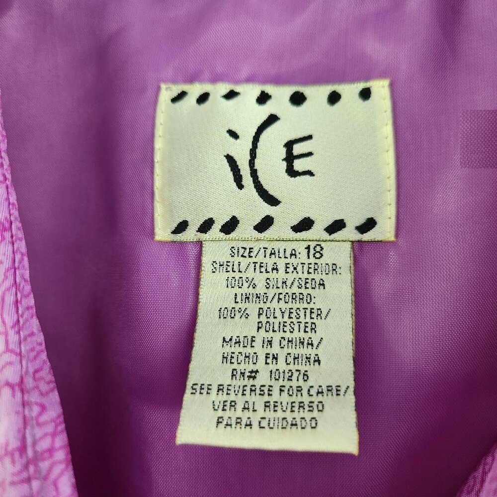 ICE Women's 100% Silk Blouse Purple Paisley Button Down Top Size 18 - Picture 2 of 4